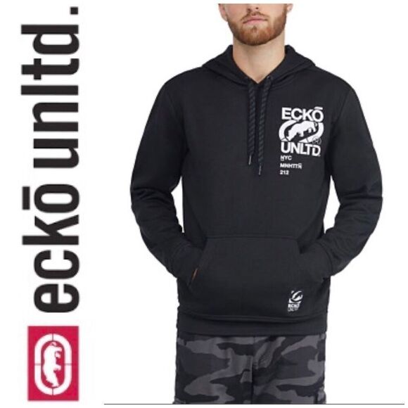 ECKO UNTLD - NWT - M Sz 3X - Small Tilt Fleece-Lined Hoodie in Charcoal & Black - Picture 1 of 16
